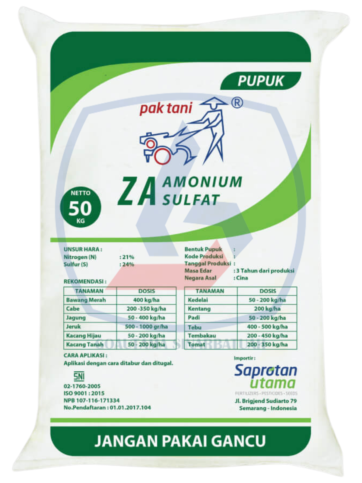 Pupuk ZA (Amonium Sulfat) Pak Tani (50kg)